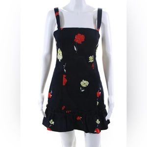 N/Nicholas Floral Denim Ruffle Hem Mini Dress 8